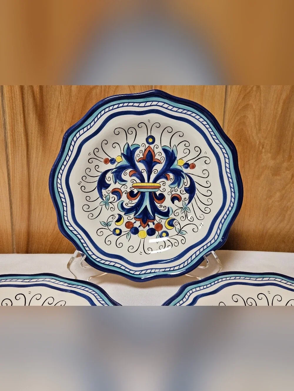 Pier 1 Imports Marino Salad Dessert Plates Hand Painted 8.5
